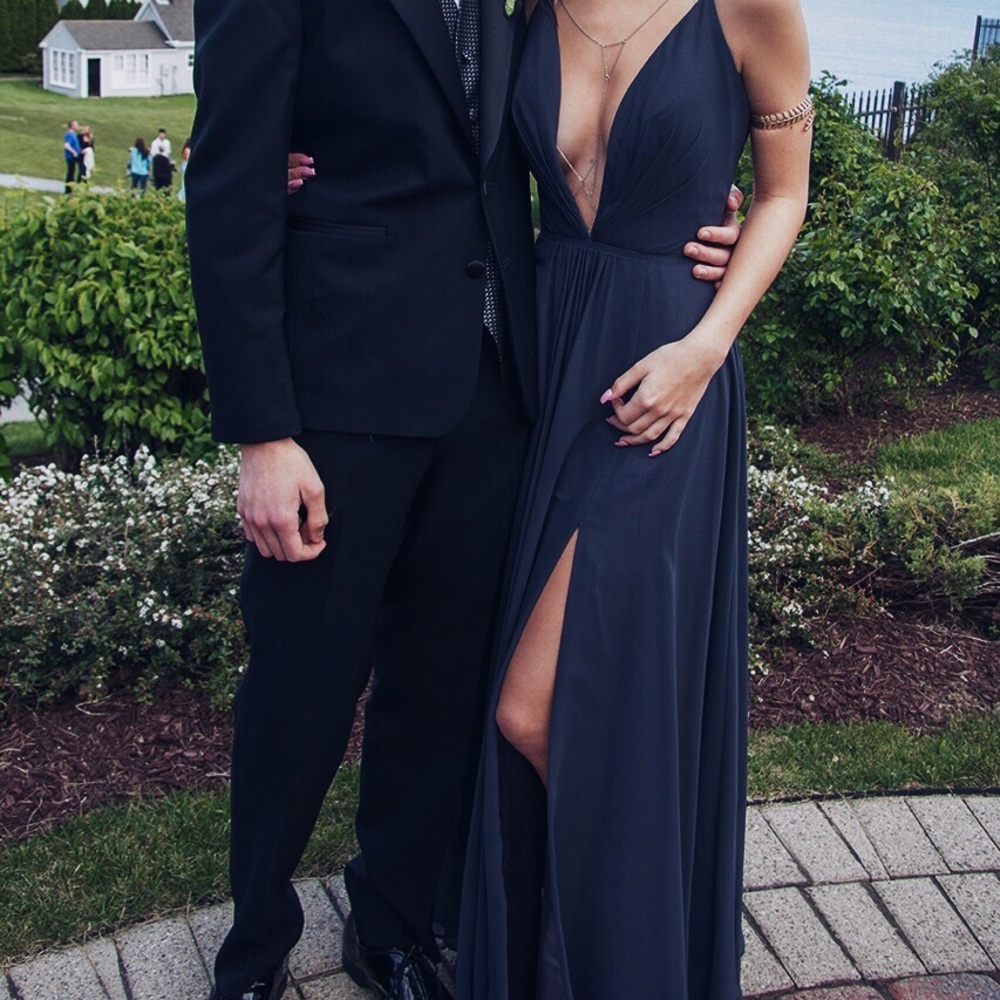 Side Slit, Low V, Lace-up Gown ON HOLD